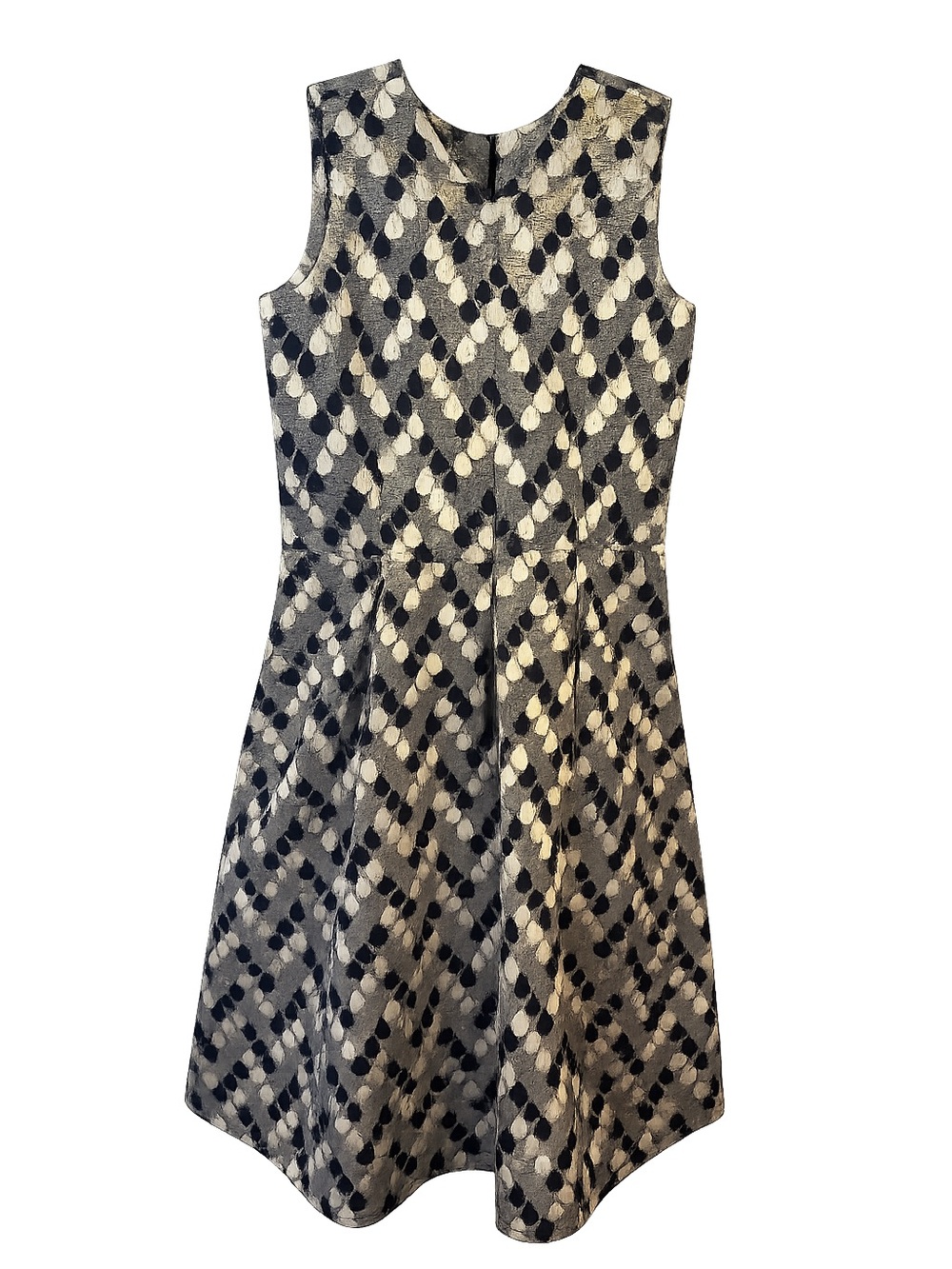 Guess Black and Cream Textured Teardrop A-Line Dress